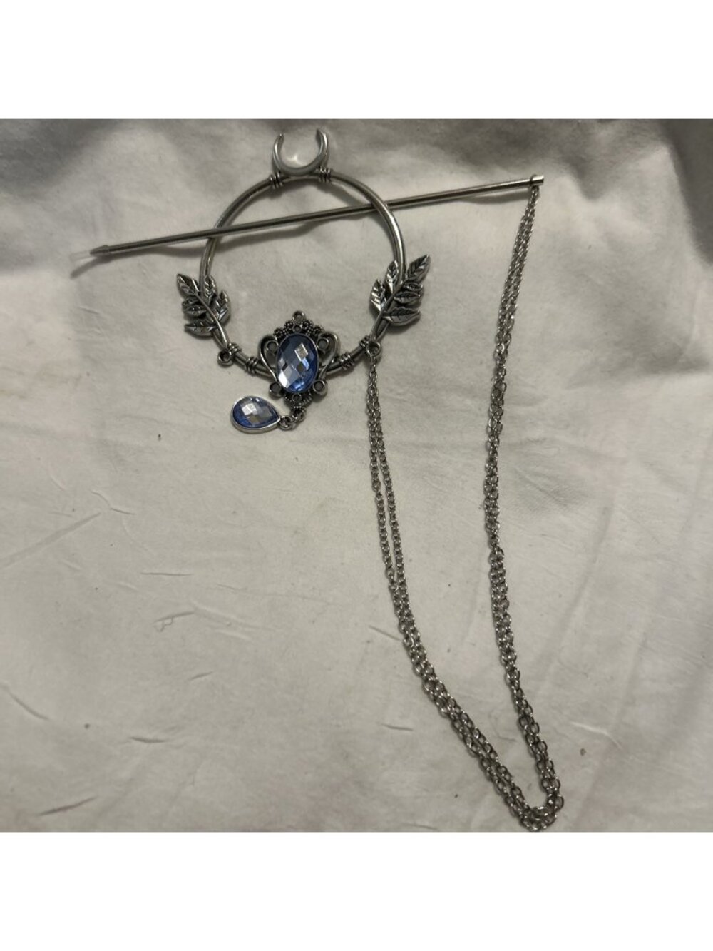 Vintage Style Crescent Moon Hair Pin Clip Claw With Chain New